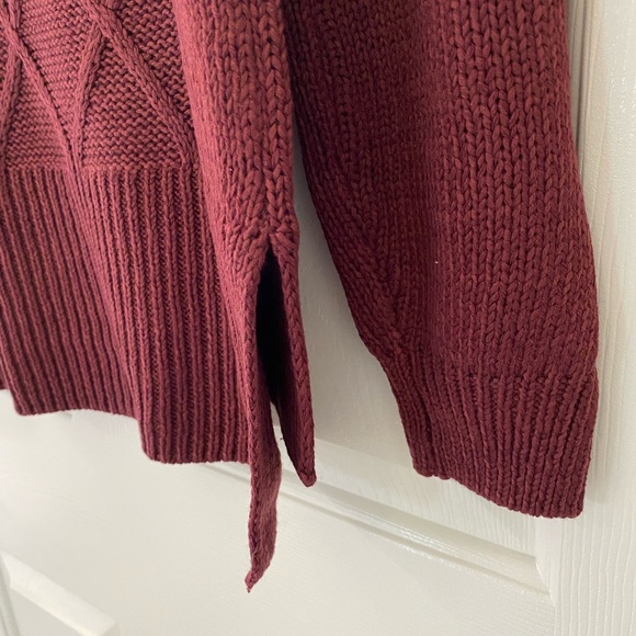 Cupcake Clothing Ltd. Burgundy V-Neck Cable Sweater With Tie Back NWT Si… - Picture 5 of 12